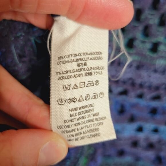 Free People Whimsigoth Y2K Long Fairy Grunge Crochet Sweater Boho Purple Blue Gr - Picture 8 of 9